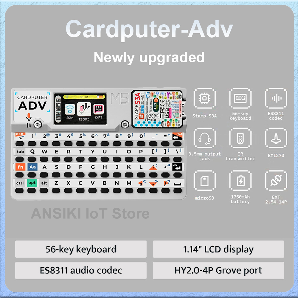 Electronics Project Kit - M5Stack Cardputer-Adv プログラマブルカードコンピュータ Stamp-S3A 1.14インチLCD 56キー