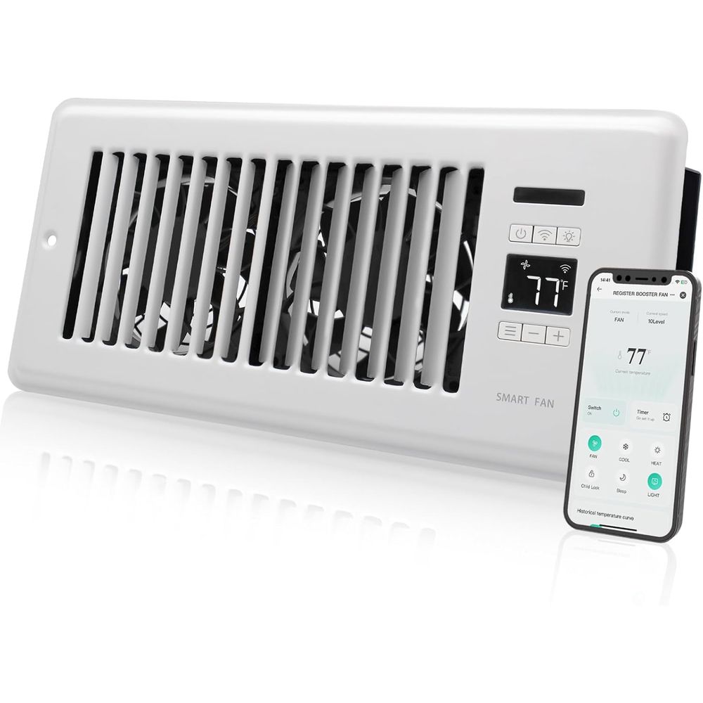 超静音レジスターブースターファン（4インチ×10インチのレジ - Wifi Thermostat のレビューと価格